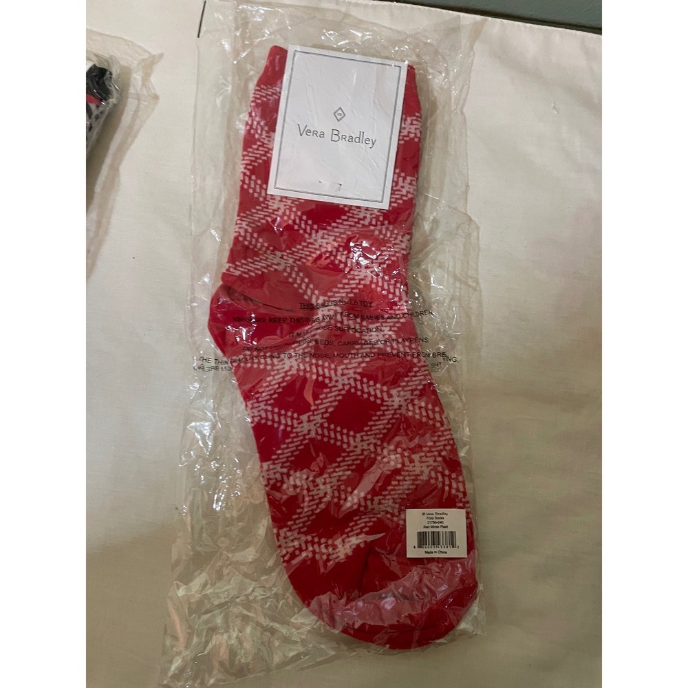 Vera Bradley Cozy Socks Red Minis Plaid Crew One Size NWT 21756-G40